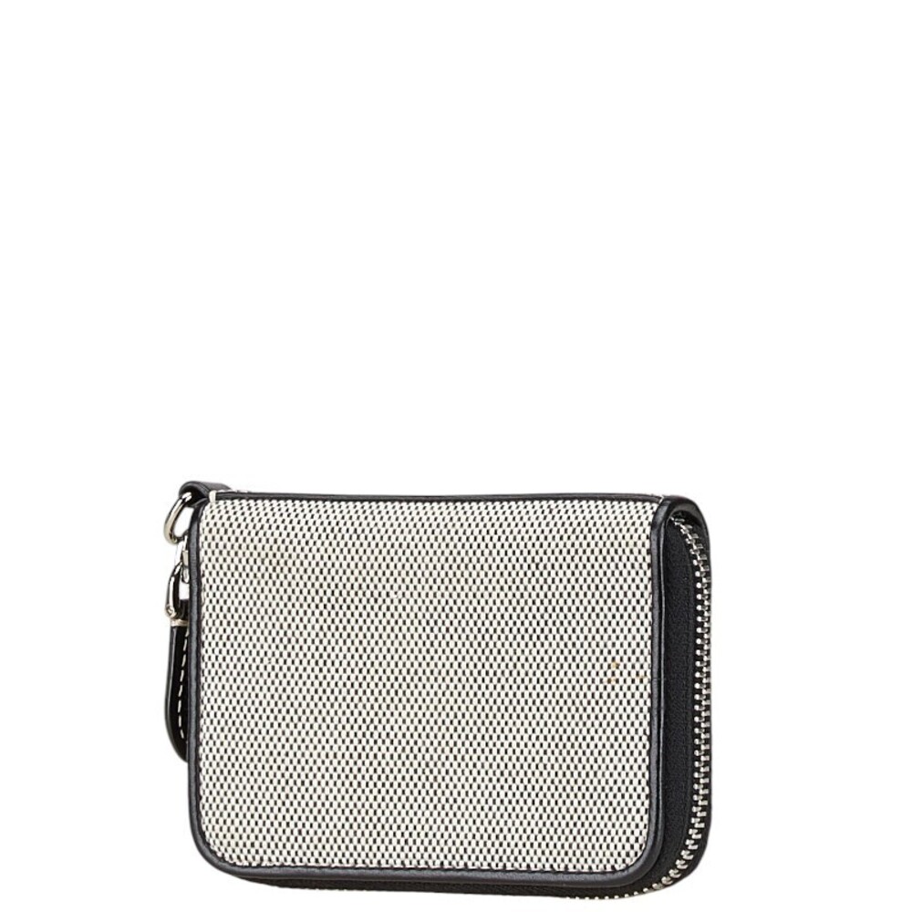 Burberry Wallet Horseferry Card Beige Leather Black Canvas
